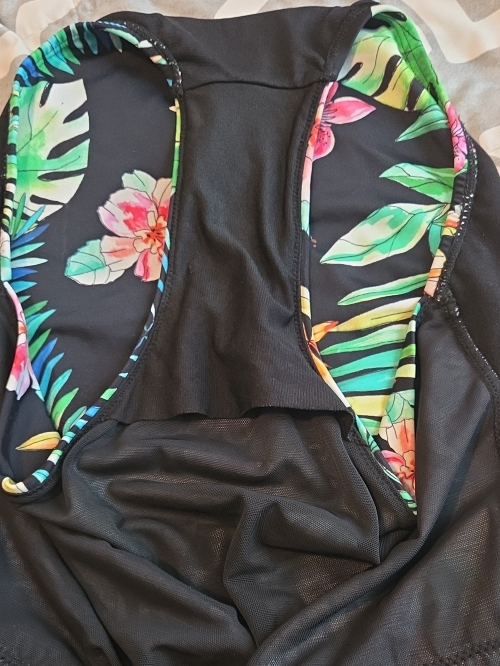 Swimsuits For All Black Tropical Floral One-Piece with Pink Stripes-Size 10 - Picture 7 of 7